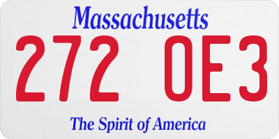 MA license plate 272OE3