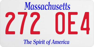MA license plate 272OE4