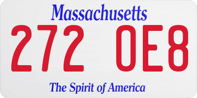 MA license plate 272OE8