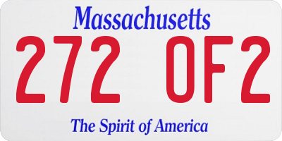MA license plate 272OF2