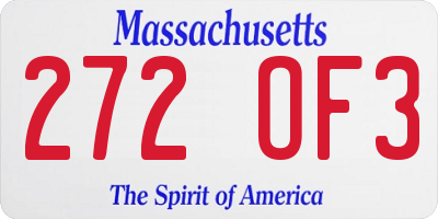 MA license plate 272OF3