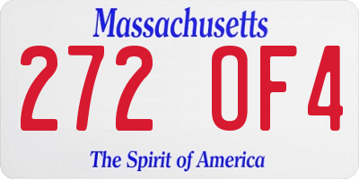 MA license plate 272OF4