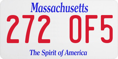 MA license plate 272OF5