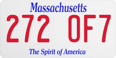 MA license plate 272OF7