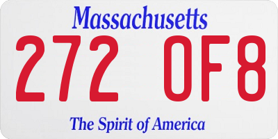 MA license plate 272OF8