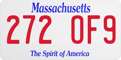 MA license plate 272OF9