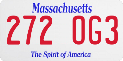 MA license plate 272OG3