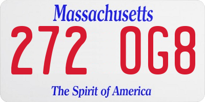 MA license plate 272OG8