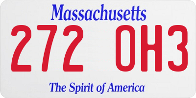 MA license plate 272OH3