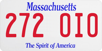 MA license plate 272OI0