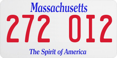 MA license plate 272OI2