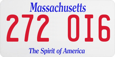 MA license plate 272OI6
