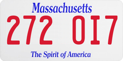 MA license plate 272OI7