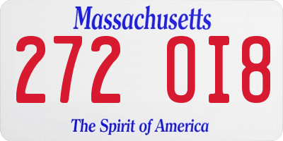 MA license plate 272OI8