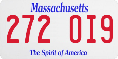 MA license plate 272OI9