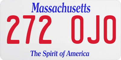MA license plate 272OJ0