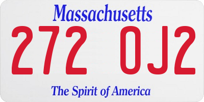MA license plate 272OJ2