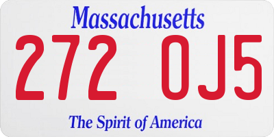 MA license plate 272OJ5