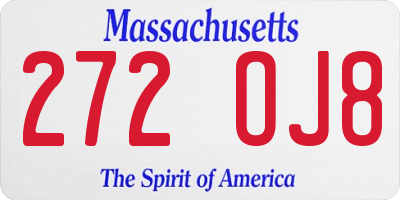 MA license plate 272OJ8