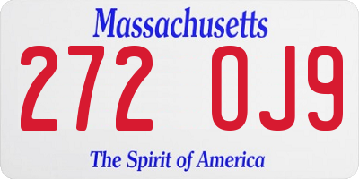 MA license plate 272OJ9