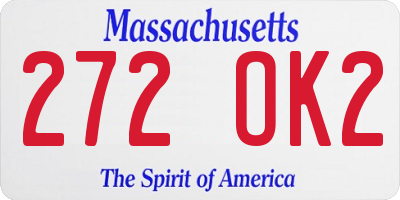 MA license plate 272OK2