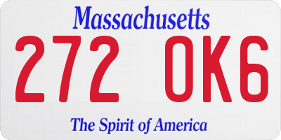 MA license plate 272OK6