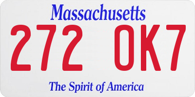 MA license plate 272OK7