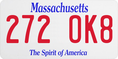 MA license plate 272OK8