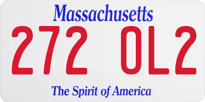 MA license plate 272OL2