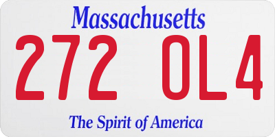 MA license plate 272OL4