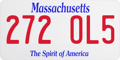 MA license plate 272OL5
