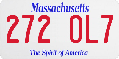 MA license plate 272OL7