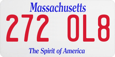 MA license plate 272OL8