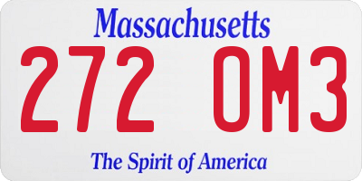 MA license plate 272OM3