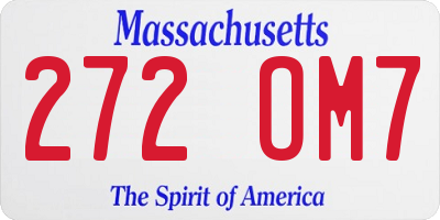 MA license plate 272OM7