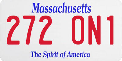MA license plate 272ON1