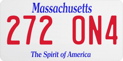 MA license plate 272ON4