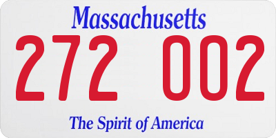 MA license plate 272OO2