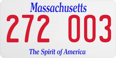 MA license plate 272OO3
