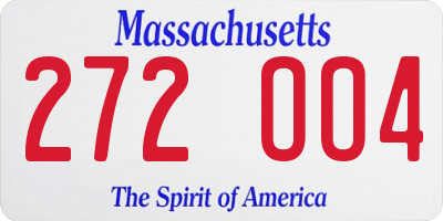 MA license plate 272OO4