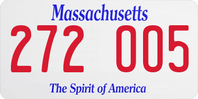 MA license plate 272OO5