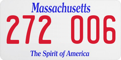 MA license plate 272OO6