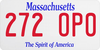 MA license plate 272OP0