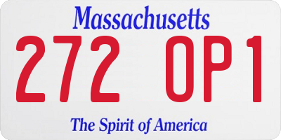 MA license plate 272OP1