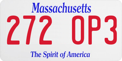 MA license plate 272OP3