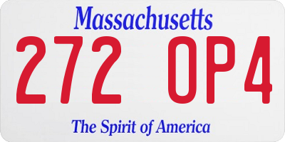 MA license plate 272OP4