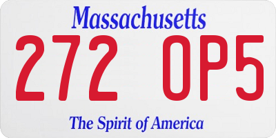 MA license plate 272OP5