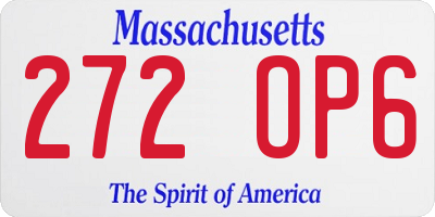 MA license plate 272OP6