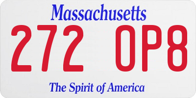 MA license plate 272OP8