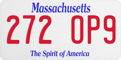 MA license plate 272OP9